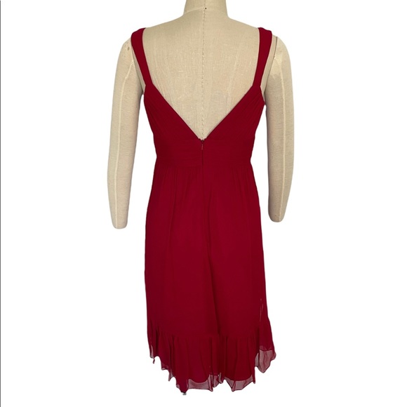 Melissa Sweet Red Silk Dress with Sweetheart Neckline Size 4 - Picture 5 of 10